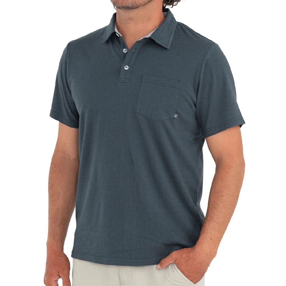 Free Fly Bamboo Heritage Polo Shirt Slate Blue Coastal.  18